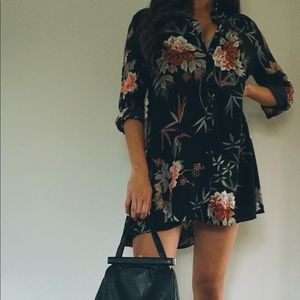 Zara Premium Denim Collection  floral mini dress